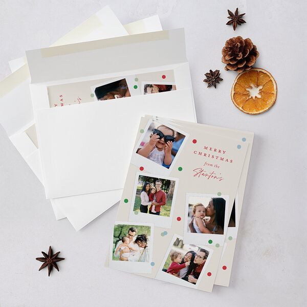 Instant Film Christmas Confetti Holiday Cards Ivory Signature Blank Portrait Standard