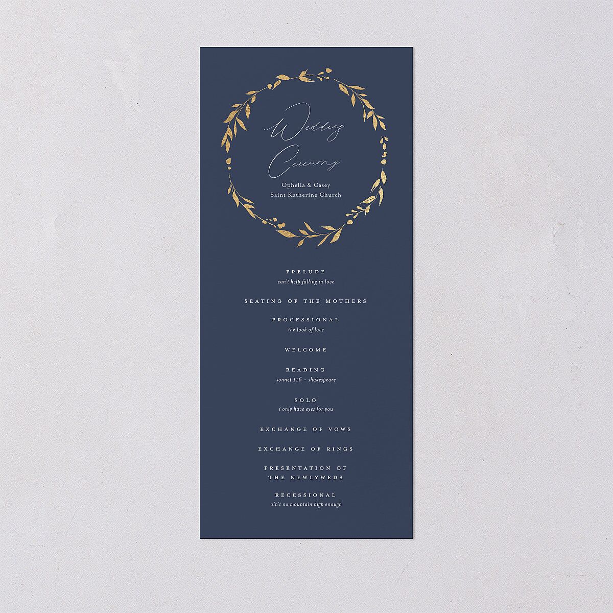 Stefana Crowns Wedding Programs Gold Moody Blue Signature