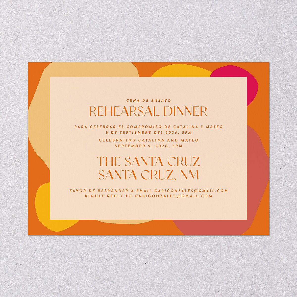 Santa Cruz Rehearsal Dinner Invitations Tangerine Signature Blank