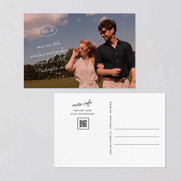 Sunny Day Modern Script Save the Date Postcards Pure White