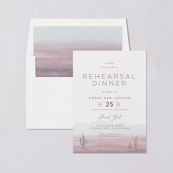 Painted Desert Rehearsal Dinner Invitations Lilac Signature Blank Standard