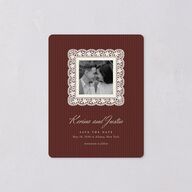 Vintage Lace Save The Date Magnets Burgundy Magnet Paper