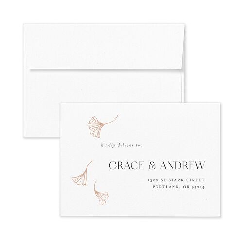 Ginkgo Leaves Response Card Envelopes Terracotta Peony Return Address Signature Standard