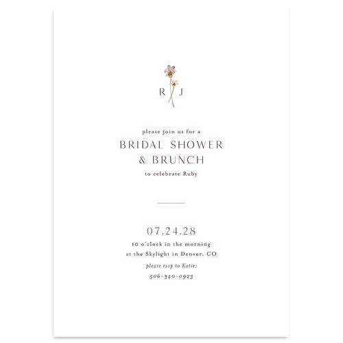 Dainty Monogram Bridal Shower Invitations Mauve Signature Blank Standard