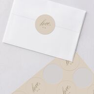 We're Engaged Calligraphy Engagement Party Stickers Champagne Circle