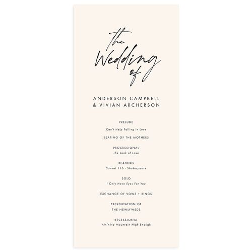 Simply Script Wedding Programs Linen Signature