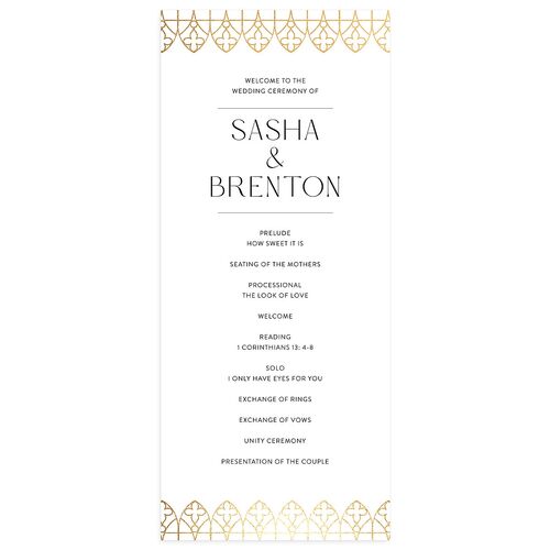 Chapel Arch Wedding Programs Gold Pure White Signature