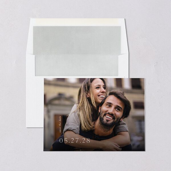 Modern Canvas Save The Date Cards Midnight Signature smooth Blank No