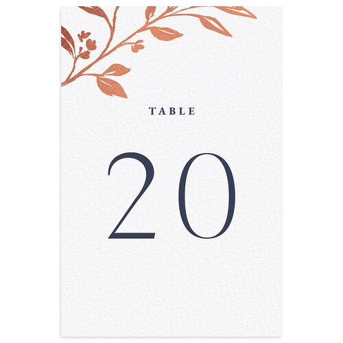Botanical Initials Foil Table Numbers Rose Gold Ice Blue Signature