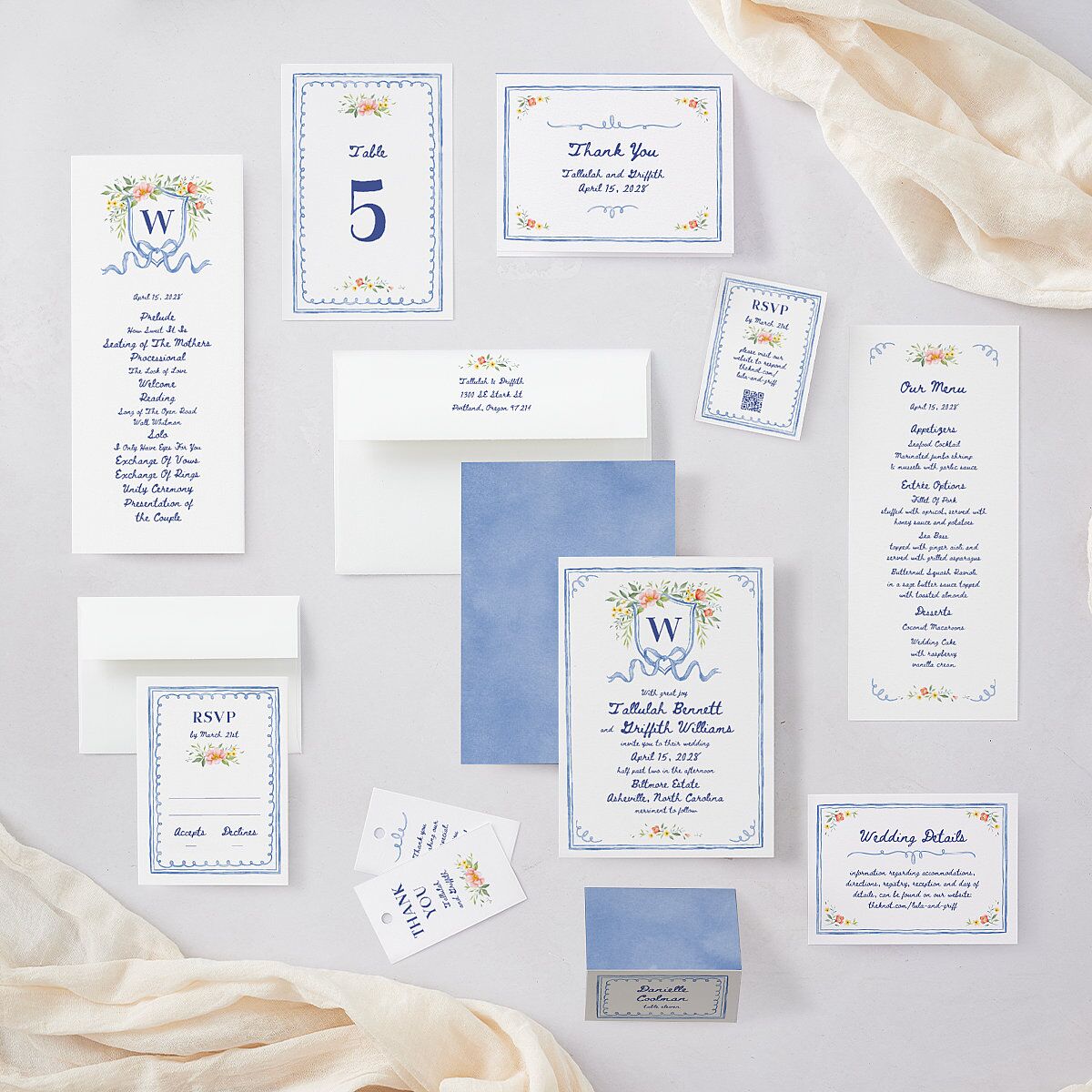 Countryside Crest Wedding Response Cards Royal Blue Signature Standard