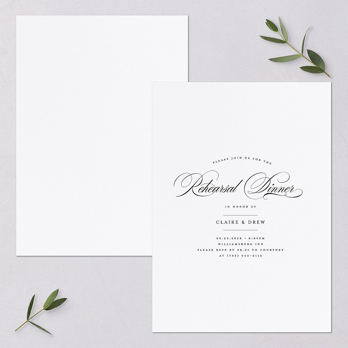 Classic Calligraphy Rehearsal Dinner Invitations — view 1