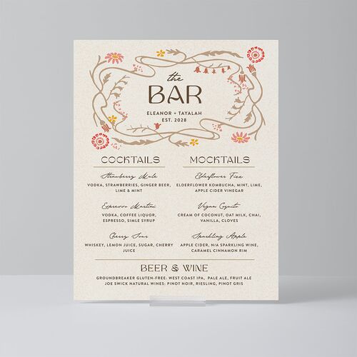 Wildflower Nouveau Standard Bar Tabletop Sign Small Mocha Standard Outdoor Corrugated S Tabletop Bar