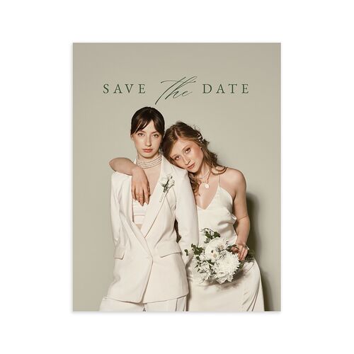 Illustrated Vines Save the Date Petite Cards Hunter Green Signature smooth Blank No Standard