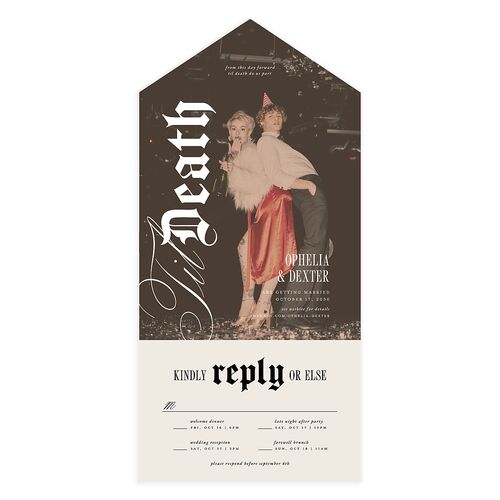 Til Death Gothic Photo All-in-One Wedding Invitations Sand Signature Light Both Recipient and Return Addresses No