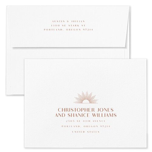 Modern Romantic Save The Date Card Envelopes White Chestnut Both Recipient and Return Addresses Signature Standard