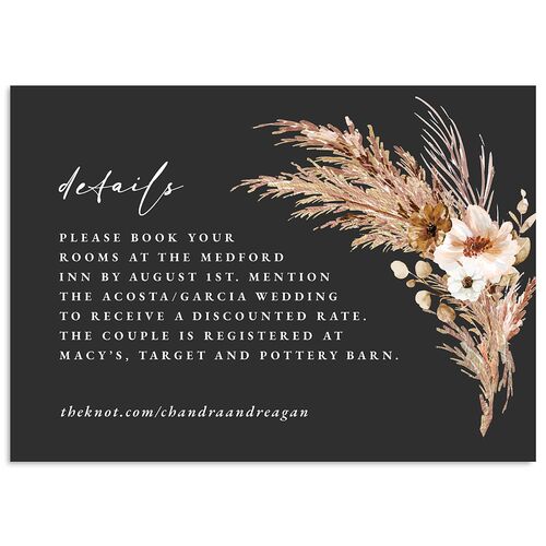 Bohemian Floral Hoop Wedding Event Detail Cards Charcoal Signature Standard