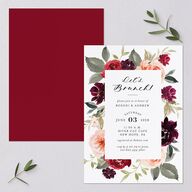 Vibrant Floral Bridal Shower Invitations Deep Claret Signature Blank