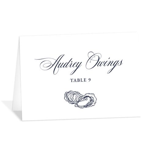 Coastal Oysters and Anchors Place Cards Navy Signature