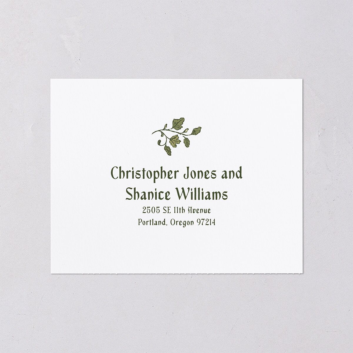 Vintage Fantasy Vines All-in-One Wedding Invitations Olive Signature Light Both Recipient and Return Addresses No