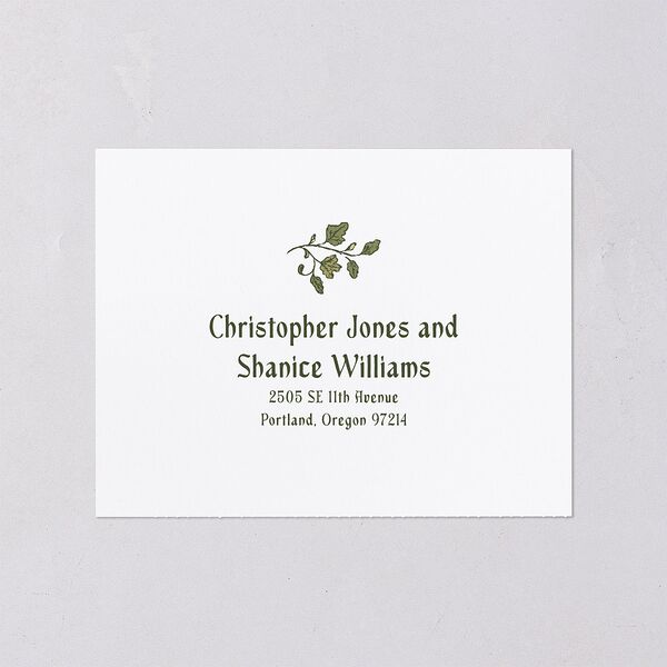 Vintage Fantasy Vines All-in-One Wedding Invitations Olive Signature Light Both Recipient and Return Addresses No