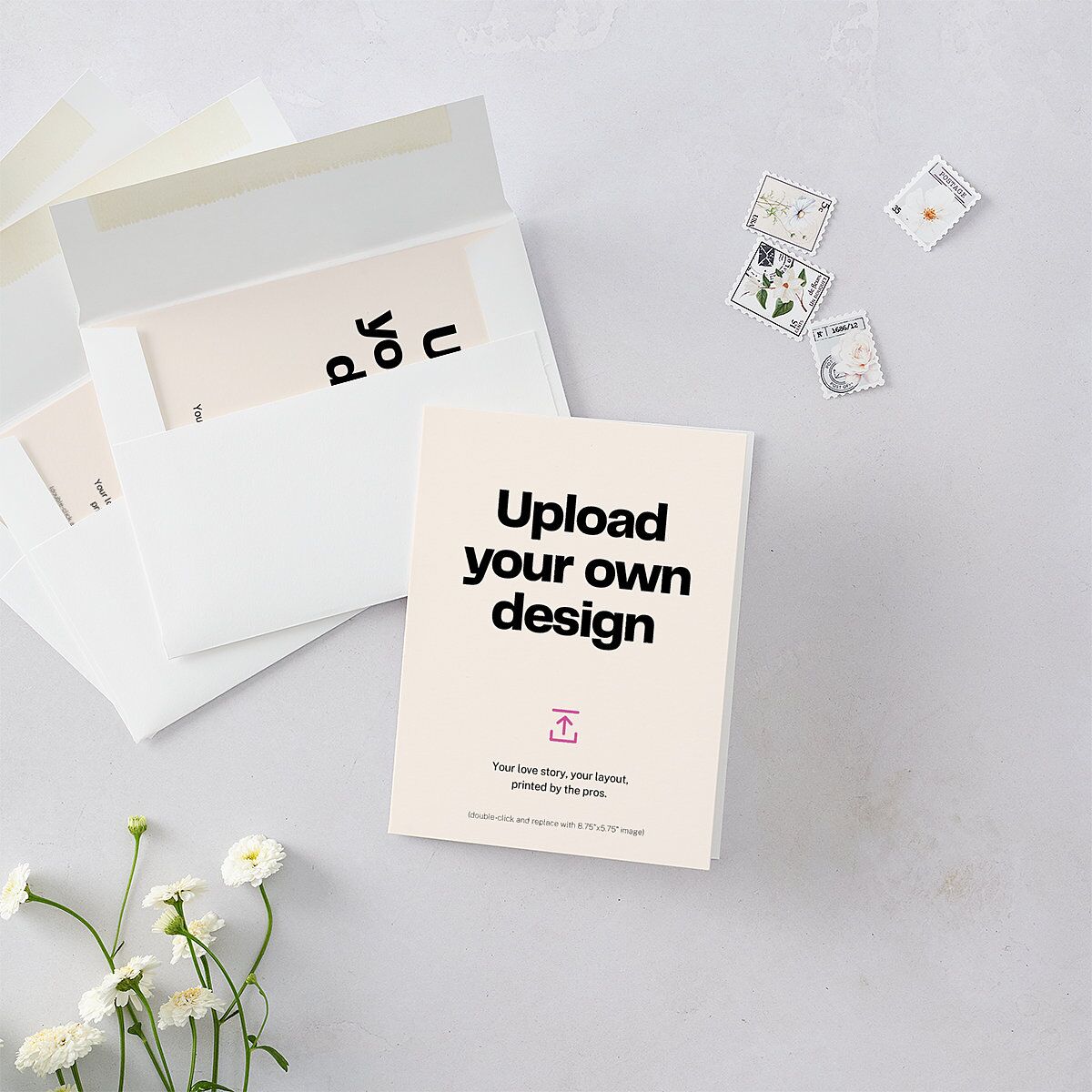 Upload Your Own Design Portrait Photo Thank You Cards Pure White