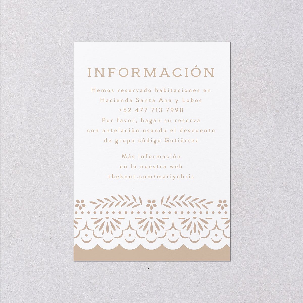 Papel Picado De Mexico Wedding Enclosure Cards Taupe Signature Standard