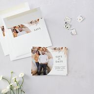 Bohemian Floral Hoop Save the Date Petite Cards Camel Signature smooth Blank No Standard