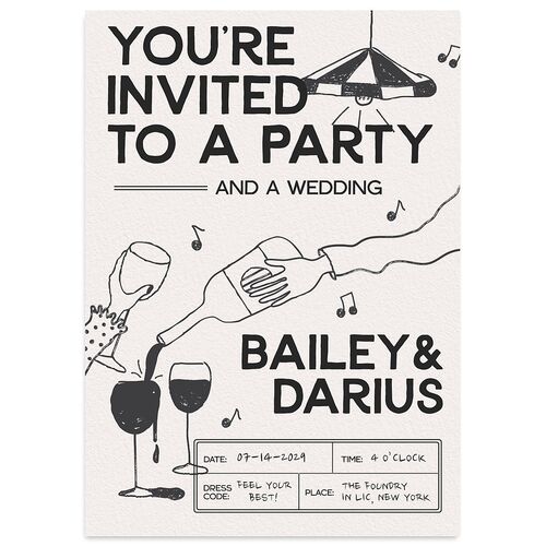 Hand Drawn Party Wedding Invitations Charcoal Signature Blank No Standard