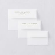 Cordillera Rehearsal Dinner Invitation Envelopes White Olive Both Recipient and Return Addresses Signature Standard