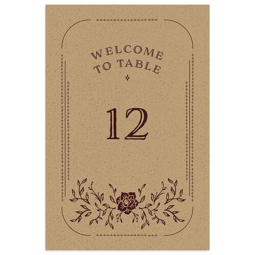 Skeleton Spirits Table Numbers Burgundy Signature