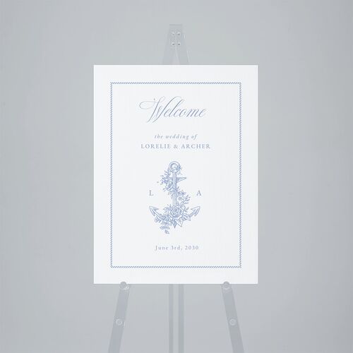Coastal Oysters and Anchors Standard Welcome Sign Medium Sea Blue Standard Outdoor Corrugated M Welcome
