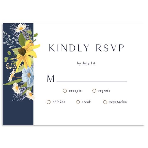 Sweet Sunflowers Wedding Response Cards Moody Blue Signature Standard
