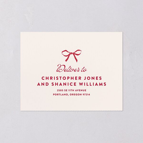 Retro Wedding Cake All-in-One Wedding Invitations Crimson Signature Light Both Recipient and Return Addresses No