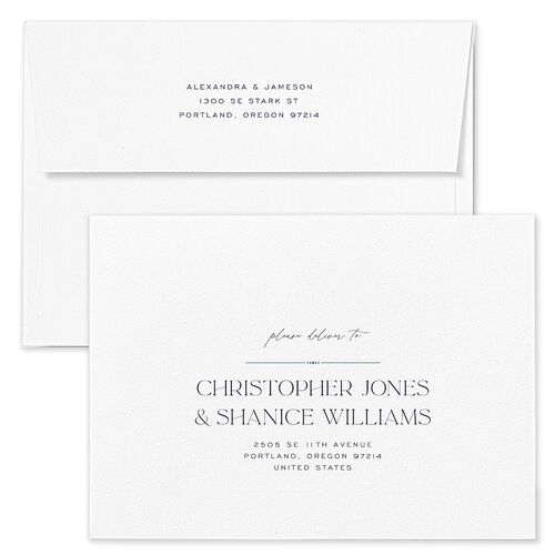 Written In The Stars Save The Date Card Envelopes White Moody Blue Both Recipient and Return Addresses Signature Standard