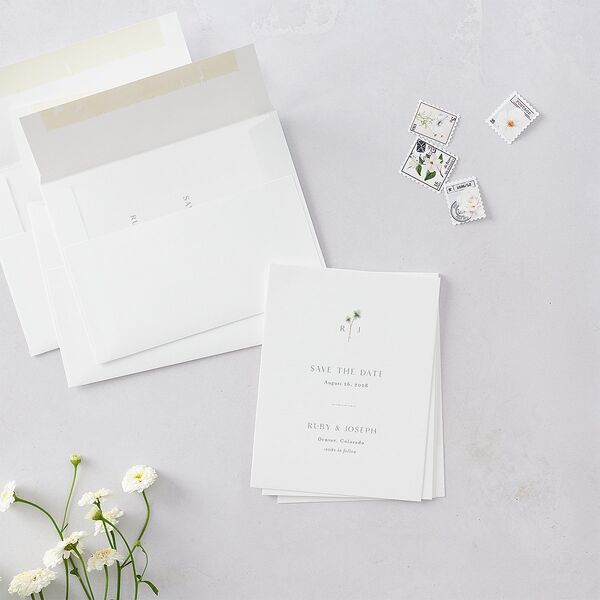 Dainty Monogram Save the Date Petite Cards Moon Rock Signature smooth Blank