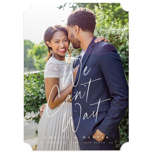 You Are Mine Save the Date Cards Pure White Pearlescent Blank No Ticket