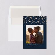 Elegant Glow Save The Date Cards Navy Signature smooth Blank No Standard