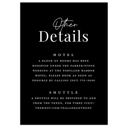 Our Date Photo Wedding Event Detail Cards Licorice Signature Standard