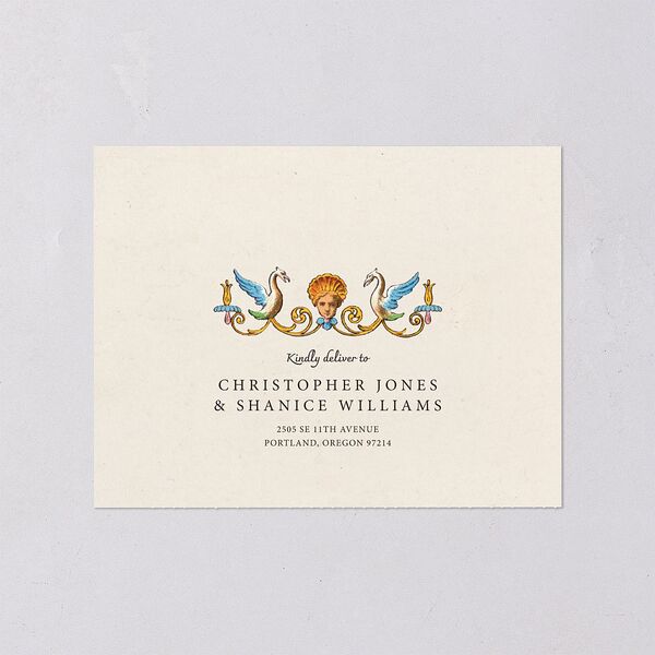 Medieval Renaissance All-in-One Wedding Invitations Canary Signature Light Both Recipient and Return Addresses No