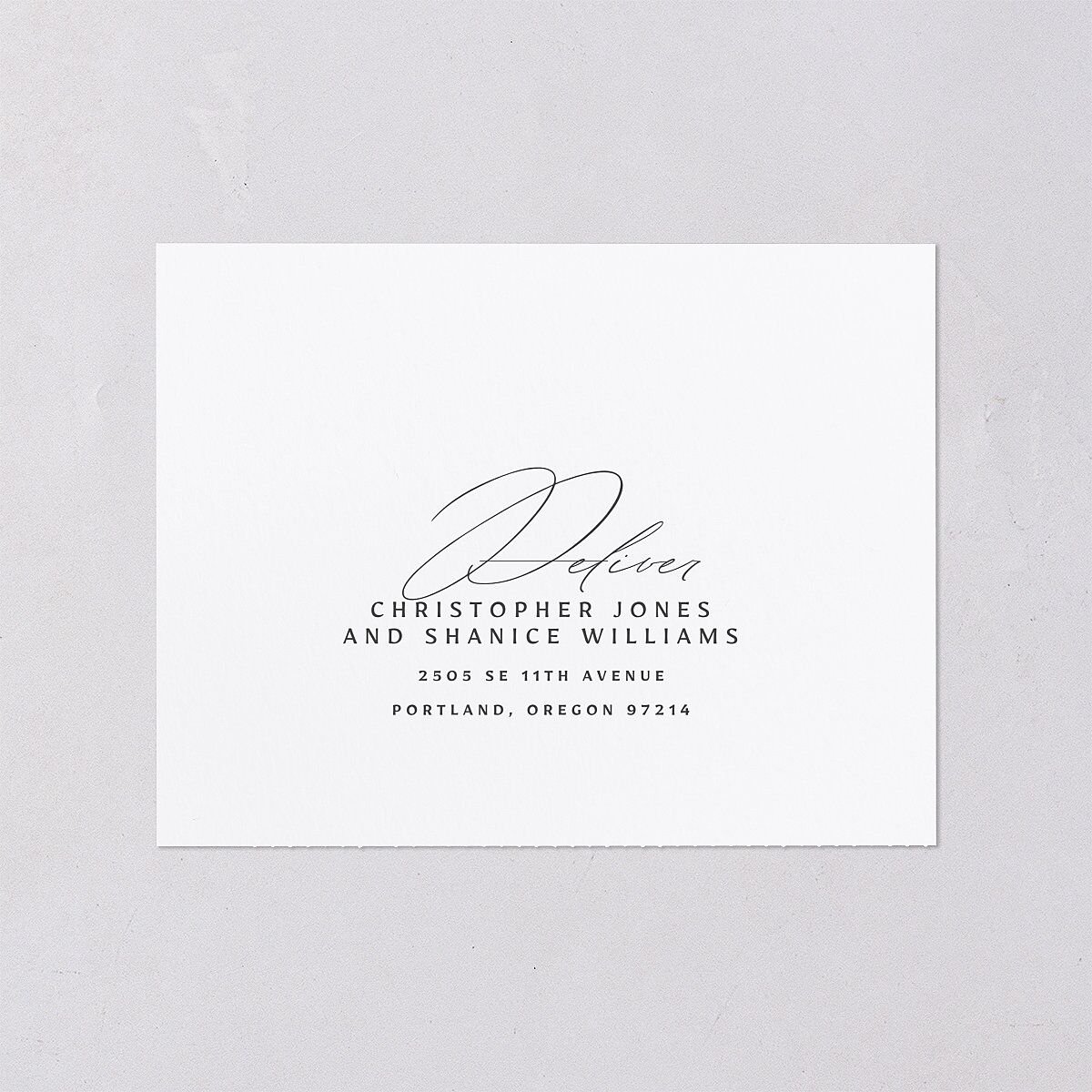 Simply Classic All-in-One Wedding Invitations Charcoal Signature Light Both Recipient and Return Addresses No