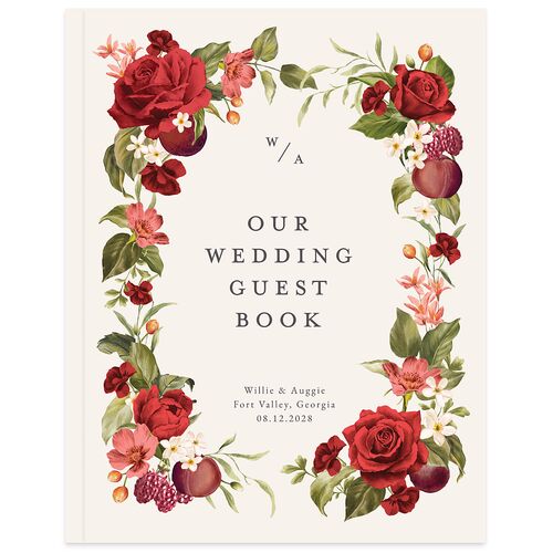 Botanical Citrus Garden Guest Books Jewel Red