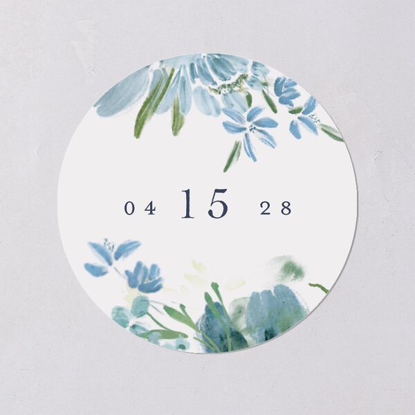 In Bloom Wedding Stickers Moody Blue Circle