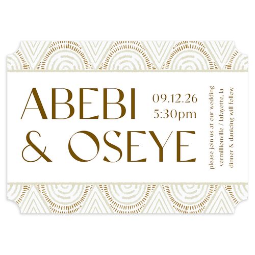 Sahara Pattern Wedding Invitations Pure White Signature Blank No Ticket