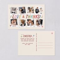 What a Year Whimsical Calendar Photos Thank You Postcards Maroon