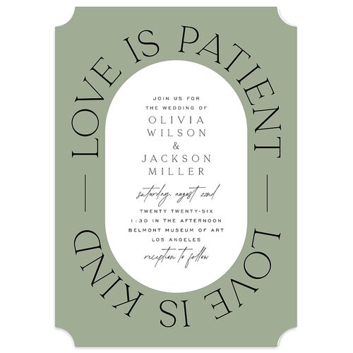 Love Is Patient Wedding Invitations Thyme Signature Blank No Ticket