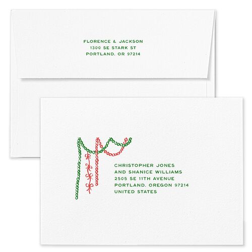 Happy Holidays Grid Pattern Photo Holiday Card Envelopes White Champagne Both Recipient and Return Addresses Standard Signature