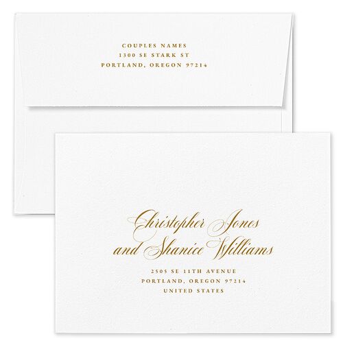 Opulent Garden Save The Date Card Envelopes Blue Standard Scottish Green Both Recipient and Return Addresses Signature