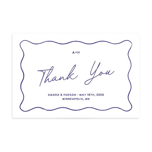 Hand Drawn Wavy Border Thank You Postcards Sapphire