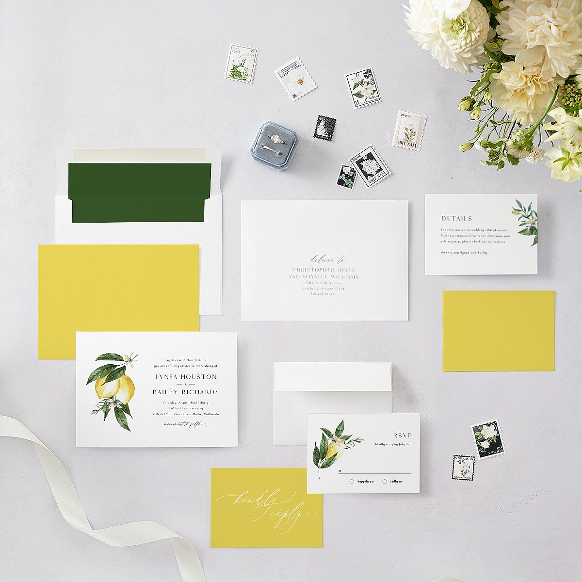 Botanical Lemon Wedding Invitations Buttercup Signature Blank No Standard