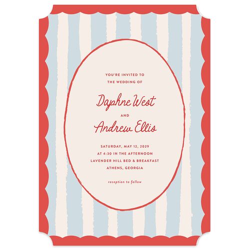 Eclectic Painted Stripes Wedding Invitations Red Clay Signature Blank No Ticket